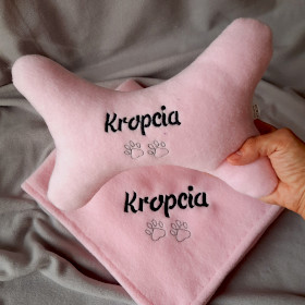 różowa poduszka i koc dla psa kropcia sweetapaszka.pl